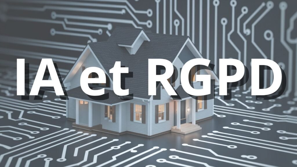 Une maison avec des circuits électroniques en arrière-plan, représentant l'IA comme un outil qui booste le marketing immobilier.